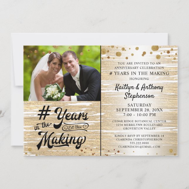 Jubileums Svart Guld ÅR I TILLVERKNING Inbjudningar (Framsida)