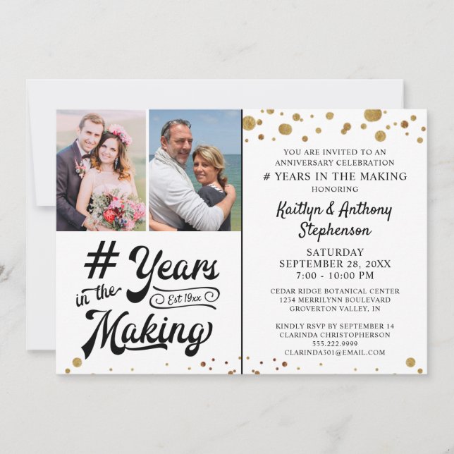 Jubileums Svart Guld ÅR UNDER TILLVERKNING Inbjudningar (Framsida)