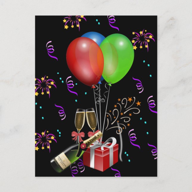 Jubileumsballonger Flaska Hink Firande Vykort (Framsida)