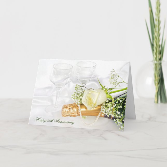 jubileumschampagne och ros kort (Framsida)