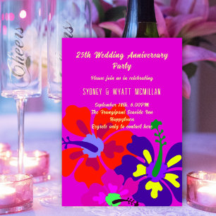 Jubileumsparty Djärv Hibiskus Design Inbjudningar