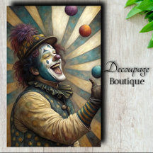 Jubitant Circus Clown Decoupage
