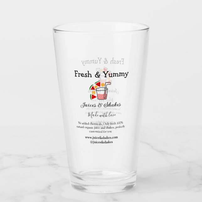 Juces & shakes restaurangaffärswebbplats social glaskopp (Framsida)