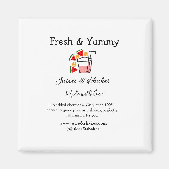 Juces & shakes restaurangaffärswebbplats social magnet (Framsidan)