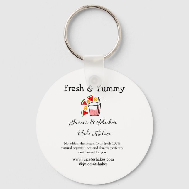 Juces & shakes restaurangaffärswebbplats social nyckelring (Framsida)