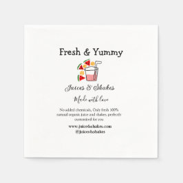 Juces & shakes restaurangaffärswebbplats social pappersservett