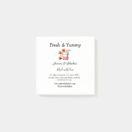 Juces & shakes restaurangaffärswebbplats social post-it block