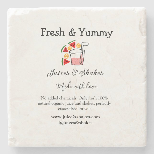 Juces & shakes restaurangaffärswebbplats social stenunderlägg (Framsidan)