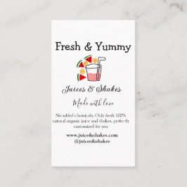 Juces & shakes restaurangaffärswebbplats social visitkort