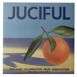 Juciful orange lådaetikett kakelplatta