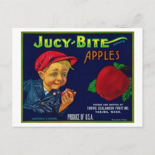 Jucy Bita Apple Låda LabelYakima, WA Vykort