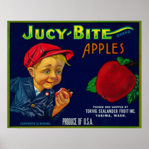 Jucy bitaApple låda LabelYakima, WA Poster