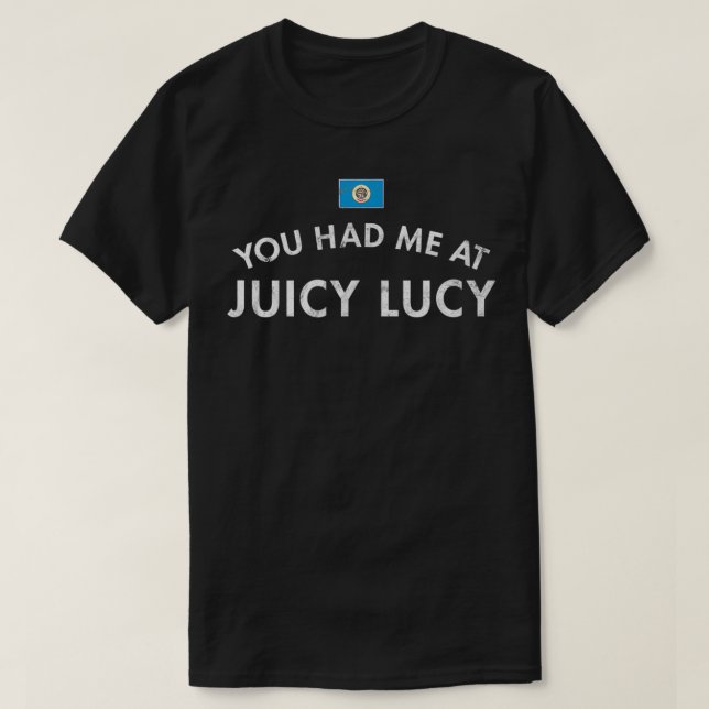 Jucy Juicy Lucy Cheeseburger Minneapolis Minnesota T Shirt (Design framsida)