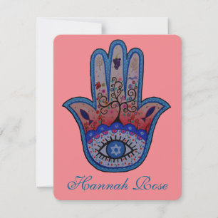 JUDAIC HAMSA FLADDERMUS PUB MITZVAH INVICATION INBJUDNINGAR