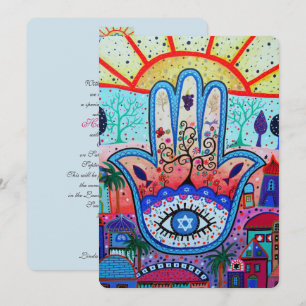JUDAIC HAMSA FLADDERMUS PUB MITZVAH INVICATION INBJUDNINGAR