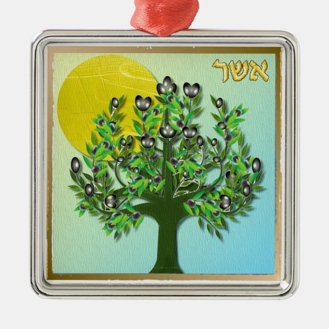 Judaica 12 Israels stammar Asher Julgransprydnad Metall (Framsidan)