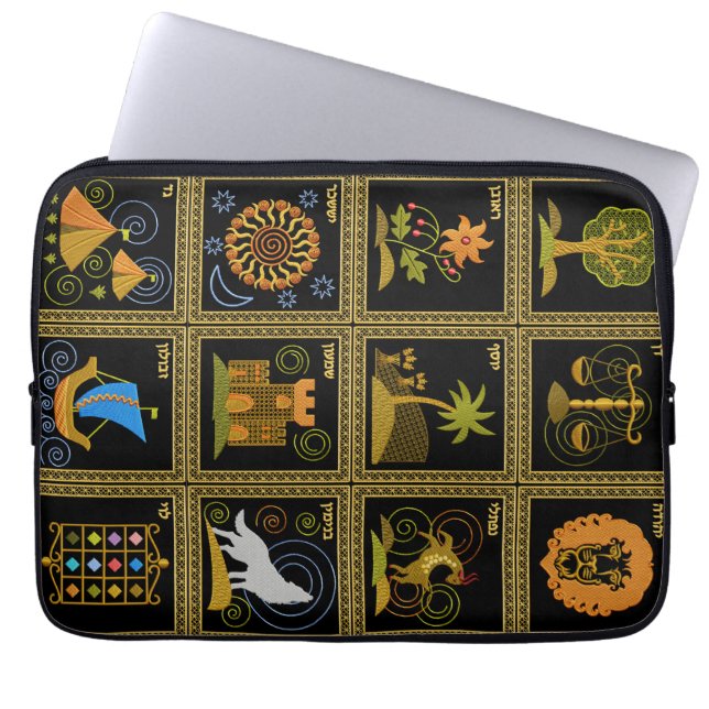 Judaica 12 stammar av den Israel laptop sleeve (Framsidan)