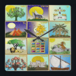 Judaica 12 stammar av Israel Art Fyrkantig Klocka<br><div class="desc">Du visar Lee Hiller Design Collection. Apparatur,  gåvor och samlarföremål Lee Hiller Fotography eller Digital Art Collection. Du kan visa hennes naturfotografi på http://HikeOurPlanet.com/ och följa hennes blogg i Hett Vår nationalpark.</div>