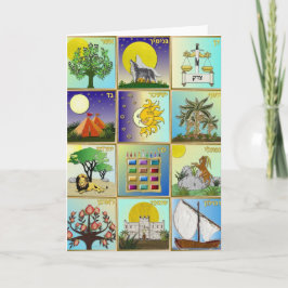 Judaica 12 stammar av Israel Art Panels Kort