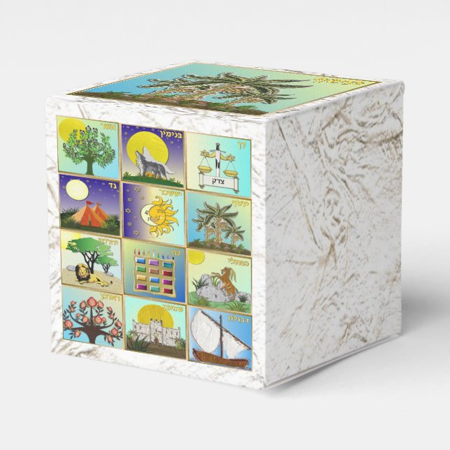 Judaica 12 stammar av Israel Joseph Favor Box Presentaskar (Framsidan Sidan)