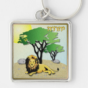 Judaica 12 stammar av Israel Judah Fyrkantig Silverfärgad Nyckelring