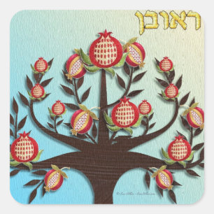 Judaica 12 stammar av Israel Reuben Fyrkantigt Klistermärke