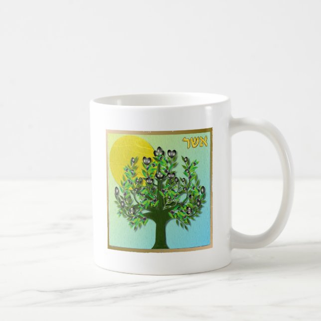 Judaica 12 Tribes Israel Asher Kaffemugg (Höger)