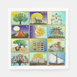 Judaica 12 Tribes of Israel Art Papper Napkins Pappersservett