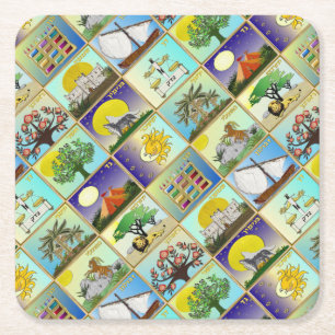 Judaica 12 Tribes of Israel Art Print Underlägg Papper Kvadrat
