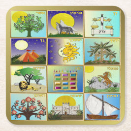 Judaica 12 Tribes of Israel Art Print Underlägg Papper Kvadrat