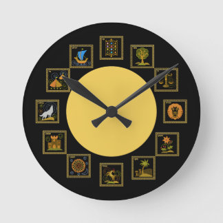 Judaica 12 Tribes of Israel Clock Rund Klocka