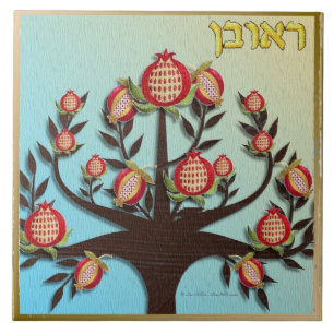 Judaica 12 Tribes of Israel Reuben Art Print Kakelplatta