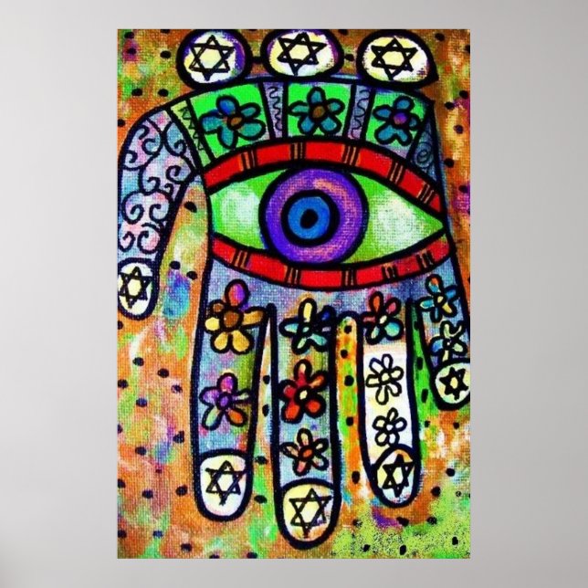 Judaica Batik Garden Oasis Hamsa Poster (Framsidan)