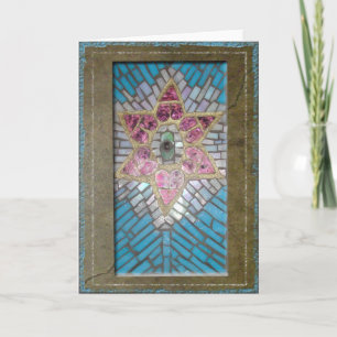 Judaica: David-stjärnan av Stached Glass Mosaic He Kort