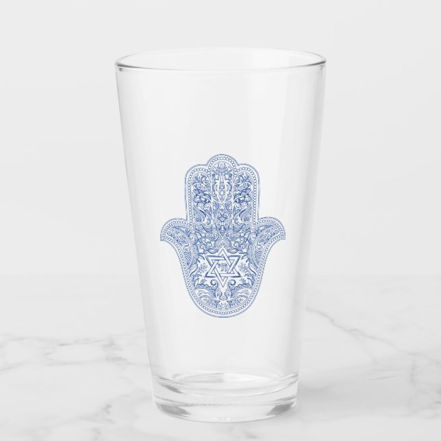Judaica - Drinking Glasses - Hamsa Design  Glaskopp (Framsida)