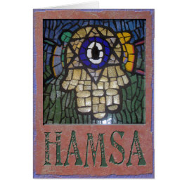 Judaica: Guld- Hamsa w/Star, ont öga & Talit Hälsningskort