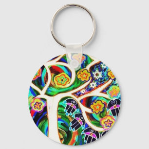 Judaica Hamsa elfenbenlivets träd Nyckelring