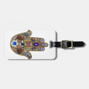Judaica Hamsa Hearts Flowers Opal Art Skriv ut Bagagebricka
