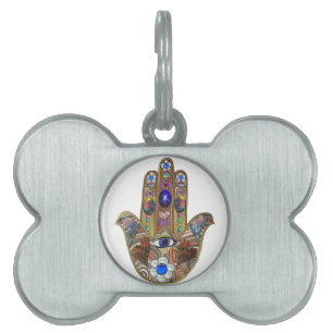 Judaica Hamsa Hearts Flowers Opal Art Skriv ut ID-bricka Husdjur
