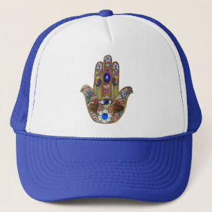 Judaica Hamsa Hearts Flowers Opal Art Skriv ut Keps