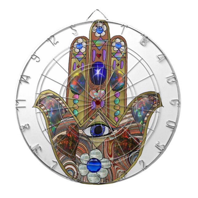 Judaica Hamsa Hearts Flowers Opal Art Skriv ut Piltavla (Framsidan)