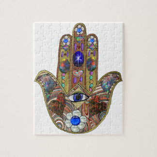 Judaica Hamsa Hearts Flowers Opal Art Skriv ut Pussel