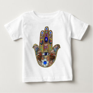 Judaica Hamsa Hearts Flowers Opal Art Skriv ut Tee