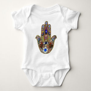 Judaica Hamsa Hearts Flowers Opal Art Skriv ut Tee Shirt