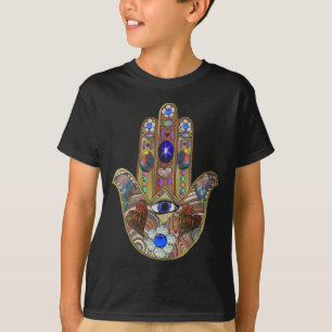 Judaica Hamsa Hearts Flowers Opal Art Skriv ut Tröja