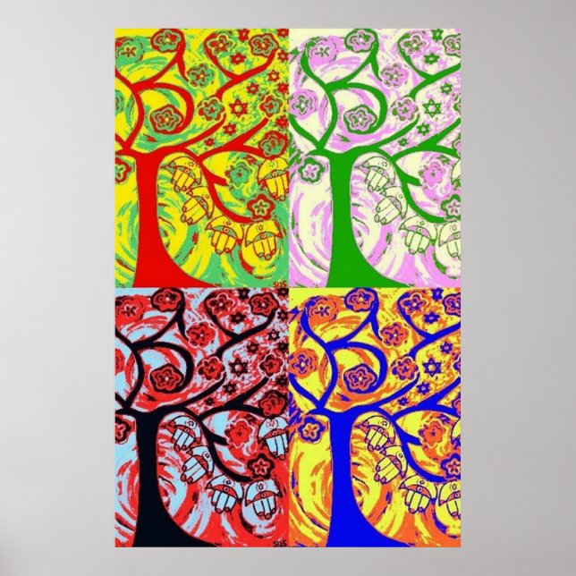 Judaica Hamsa Livets träd Sunrise Poster (Framsidan)