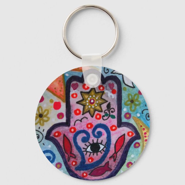 JUDAICA HAMSA SOL ÖGA SKYDD NYCKELRING (Framsida)