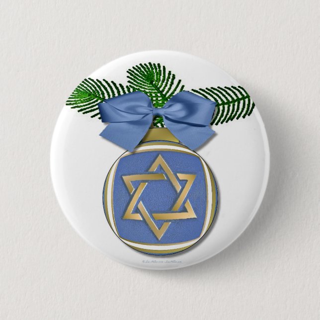 Judaica Hanukkah Davidsstjärna Ornament Tryck Knapp (Framsida)