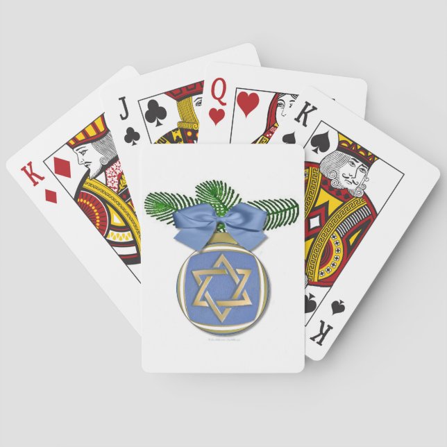 Judaica Hanukkah Davidsstjärna Ornament Tryck Spelkort (Baksidan)