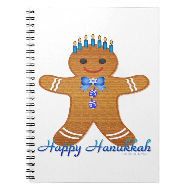Judaica Hanukkah Pepparkaksgubbe Menorah Anteckningsbok (Framsidan)
